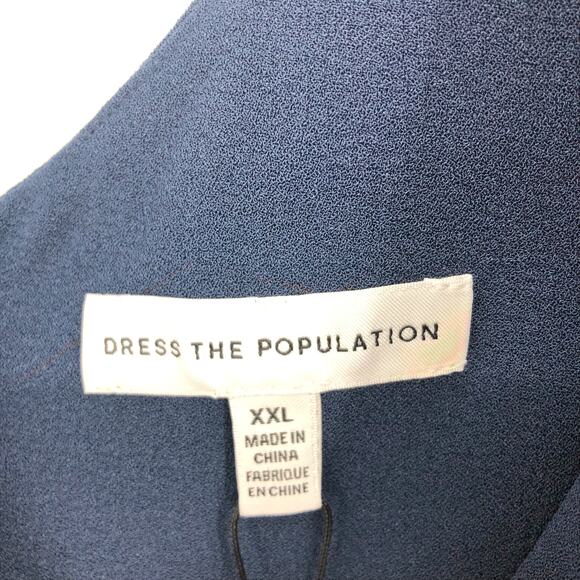 DRESS THE POPULATION Sandra Trumpet Gown XXL 14 Midnight Blue Crepe Dress NWT - Picture 8 of 11